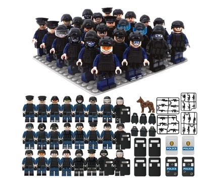 Quadratisches B1-B5-Baustein-Minifiguren-Set, 24-teilige kleine Partikel-Montage-Spie