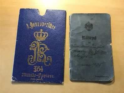 Militärpass mit Hülle 4. Infanterie - Regiment Nr. 164. Hannover 1905