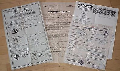 Nachlass 4 Papier Dokument - Scheine 1818 - 1925 Limbach Sachsen