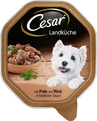 Cesar Nassfutter Landküche mit Pute und Rind in köstlicher Sauce 150g