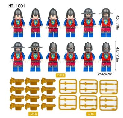 12-teiliges mittelalterliches Soldaten-Baustein-Minifiguren-Spielzeug