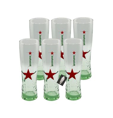 Heineken Glas 6er-Gläser Set - geeicht 0,25L Grün/Durchsichtig - NEU