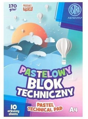 Pastell-Zeichenblock 170g/mÂ² A4, 10 Blatt