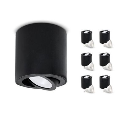 Aufbauspot OH36 Deckenleuchte RUND Farbe Schwarz Deckenstrahler Aluminium IP20 LED