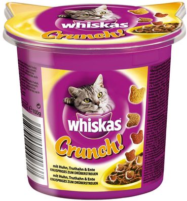 Whiskas Snack für Katzen Crunch mit Truthahn Huhn und Ente 100g