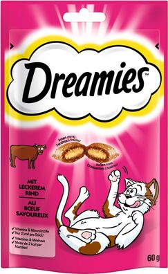 Dreamies mit Rind für Katzen leckerer Snack im Frischebeutel 60g