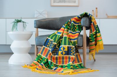 YAADU Afrikanische Decke Ghana 180x140cm - Sofadecke, Wohndecke , Tagesdecke