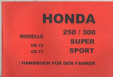 Handbuch Honda CB 250 / 300 Super Sport, Bedienungsanleitung, Motorrad, Oldtimer