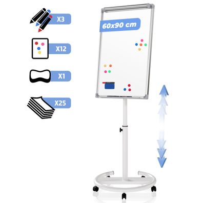 Jago® Flipchart Whiteboard 60x90 cm Stativ Moderationstafel Magnettafel mobil