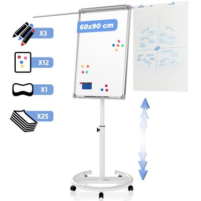 Jago® Flipchart Whiteboard 60x90 cm Stativ Moderationstafel Magnettafel mobil