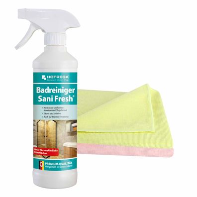 Hotrega Badreiniger Sani Fresh Sanitär Reiniger 500ml mit 2x Microfasertuch