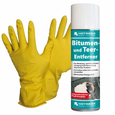 Hotrega Bitumen Teer Entferner Harzlöser Rußentferner 300ml mit Handschuhen