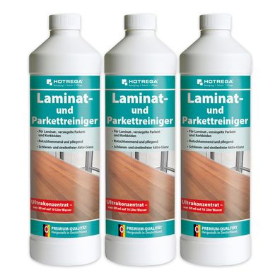 Hotrega Laminatreiniger Parkettreiniger Bodenreiniger Bodenpflege 3x 1L Konz