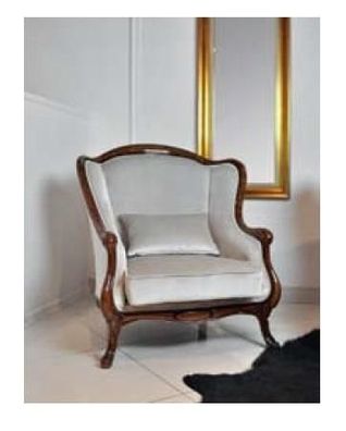 Sessel Ohrensessel Sitzer Grau Sitz Velvet Luxus Wohnzimmer Klassisch? Holz Neu