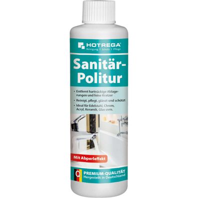 Hotrega Sanitär Politur mit Abperleffekt für Edelstahl Chrom Keramik Glas 250ml