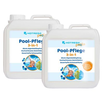 Hotrega Pool Pflege 3in1 Chlor Desinfektion Algenentferner 2x 2L Konzentrat