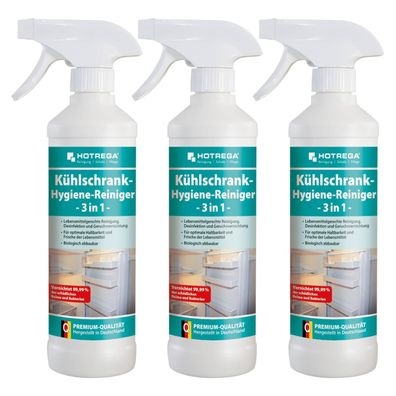 Hotrega Kühlschrank Hygiene Reiniger 3in1 Reinigung und Desinfektion 3x 500ml