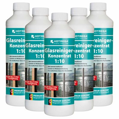 Hotrega Glasreiniger Spiegelreiniger Glasreinigung Fenster 5x 500ml Konzentrat