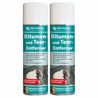 Hotrega Bitumen Teer Entferner Klebstoffentferner Harzlöser Rußentferner 2x300ml