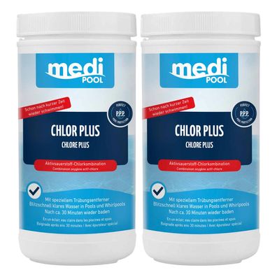 mediPOOL Chlor PLUS-Desinfektion 2kg Schnellchlorung Poolreiniger Chlorpulver