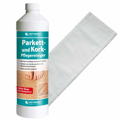 Hotrega Parkett und Kork Pflegereiniger Bodenversiegelung 1L inkl Microfasermopp