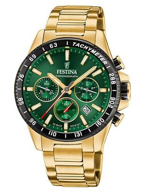 Festina Herrenuhr Chronograph Goldfarben/Grün F20634/4