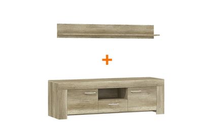 Regal + Rtv Schrank Sideboard Fernseh Srtv155 + P155 Fernseh Wand Lowboard Holz