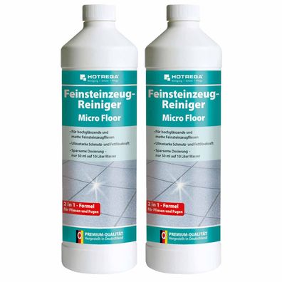 Hotrega Feinsteinzeug Reiniger MicroFloor Fliesenreiniger Feinsteinfliese 2x 1L