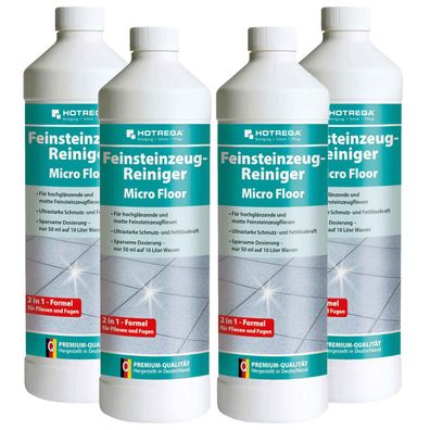 Hotrega Feinsteinzeug Reiniger MicroFloor Fliesenreiniger Feinsteinfliese 4x 1L