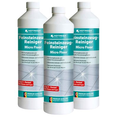 Hotrega Feinsteinzeug Reiniger MicroFloor Fliesenreiniger Feinsteinfliese 3x 1L