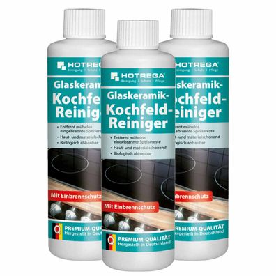 Hotrega Glaskeramik Kochfeld Reiniger Glaskeramikreiniger Herdreiniger 3x250ml