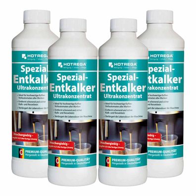 Hotrega Spezial Entkalker Kaffeemaschine Kalkentferner 4x 500ml Konzentrat