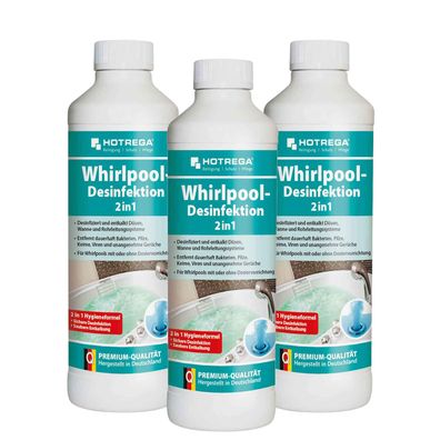 Hotrega Whirlpool Desinfektion 3x 500ml Whirlpool Pflege Jacuzzi Reiniger 2in1