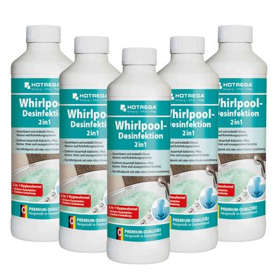 Hotrega Whirlpool Desinfektion 5x 500ml Whirlpool Pflege Jacuzzi Reiniger 2in1