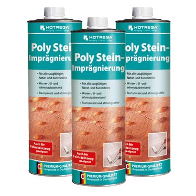 Hotrega Poly Stein Imprägnierung Innen und Außen Natur und Kunststeine 3x 1L