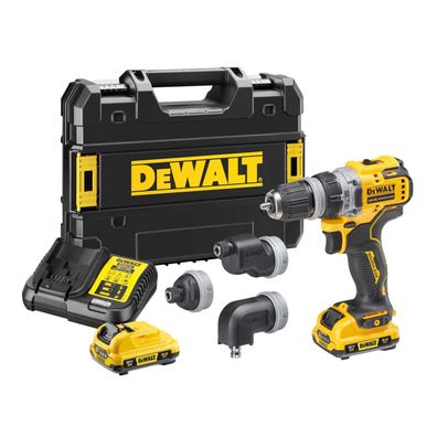 DeWALT Akku-Bohrschrauber CD703L2T 12V 2x 3Ah Akku Ladegerät + 4 Wechselköpfe