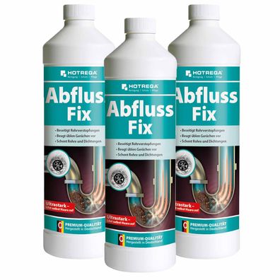 Hotrega Abfluss Fix Abflussreiniger Rohrreiniger Abflussfrei 3x1L Konzentrat