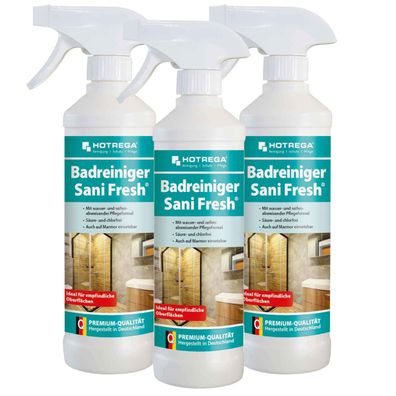 Hotrega Badreiniger Sani Fresh Sanitär Reiniger Kalklöser Kalkreiniger 3x 500ml