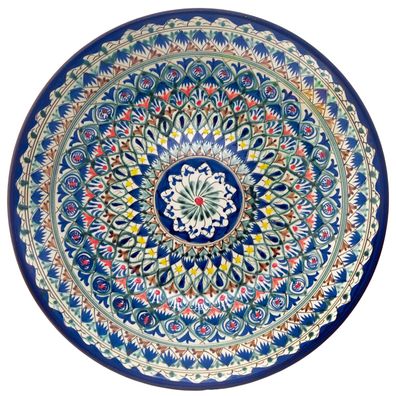 Usbekische Rischtan Lagan Ø30 cm Oriental Ljagan Keramik Schale Plate Glasur Telle