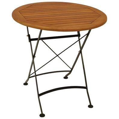 Klapptisch 75cm rund Flachstahl schwarz Eukalyptusholz