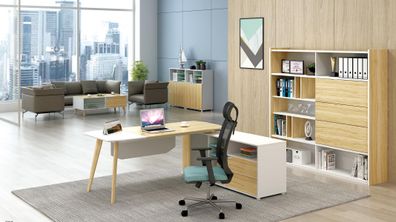 Tisch + Aktenschrank Büroeinrichtung 2Tlg. Chef Regal Set Schreibtisch Tische