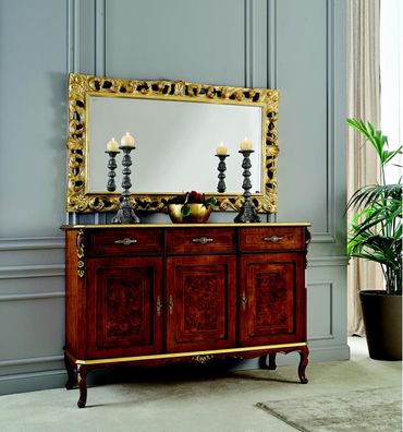 Design Möbel Stil Barock 2Tlg Kommode Spiegel Holz Italienischer Stil Designer