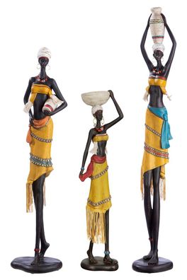 Gilde Serie 3tlg., Afrikanische Frau, "Auma", Kunstharz, braun, gelb, VE 1 37779