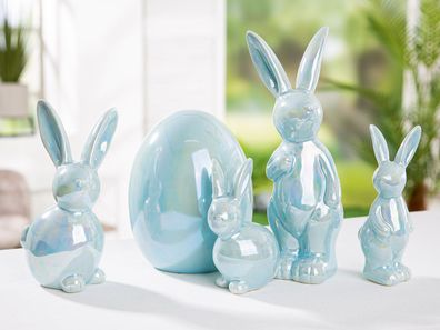 Gilde Serie 38tlg., Figur, Ei, Hase, "Pearl", Porzellan, blau, VE 1 51616