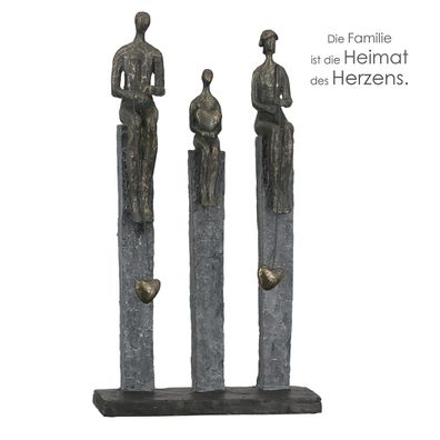 Casablanca Skulptur, "Fishing", Familienmotiv, Kunstharz, bronzefarben, grau, ,