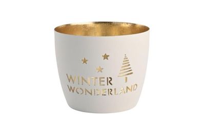 Gift Company Madras Windlicht, M, Winter Wonderland, weiß/gold , 1145404001 1 St