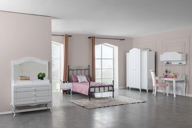 Design Mädchen Jugendzimmer Set Bett Nachttisch Kleiderschrank 6Tlg