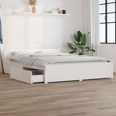 vidaXL Bett mit Schubladen Weiß 120x200 cm