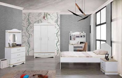 Komplett Jugendzimmer Kinderzimmer Set Bett Kleiderschrank Kommode 5Tlg Möbel