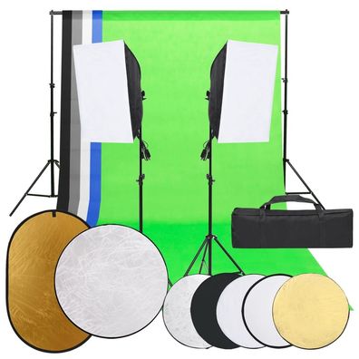 vidaXL Fotostudio-Set mit Beleuchtung, Hintergrund und Reflektor